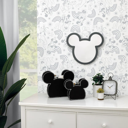 Disney Mickey Mouse Shaped Black 2-Piece Felt Nursery Storage Caddy, Large and Small Organizer Bins