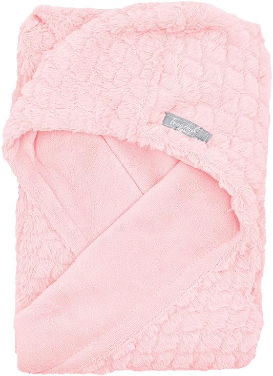 Everyday Kids Pink Plush Hooded Car Seat Blanket