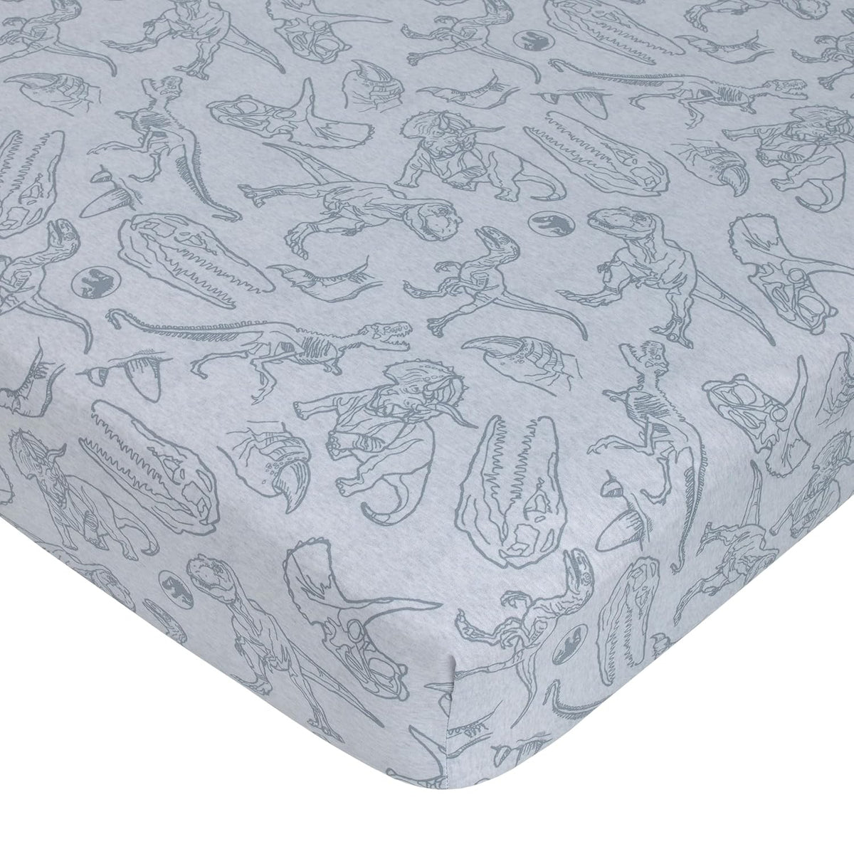 Jurassic World 4-Piece Toddler Bedding Set, T-Rex Map Comforter, Fitted Bottom Sheet, Flat Top Sheet & Pillowcase, Grey, Charcoal and Neon Orange
