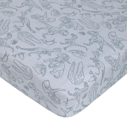 Jurassic World 4-Piece Toddler Bedding Set, T-Rex Map Comforter, Fitted Bottom Sheet, Flat Top Sheet & Pillowcase, Grey, Charcoal and Neon Orange