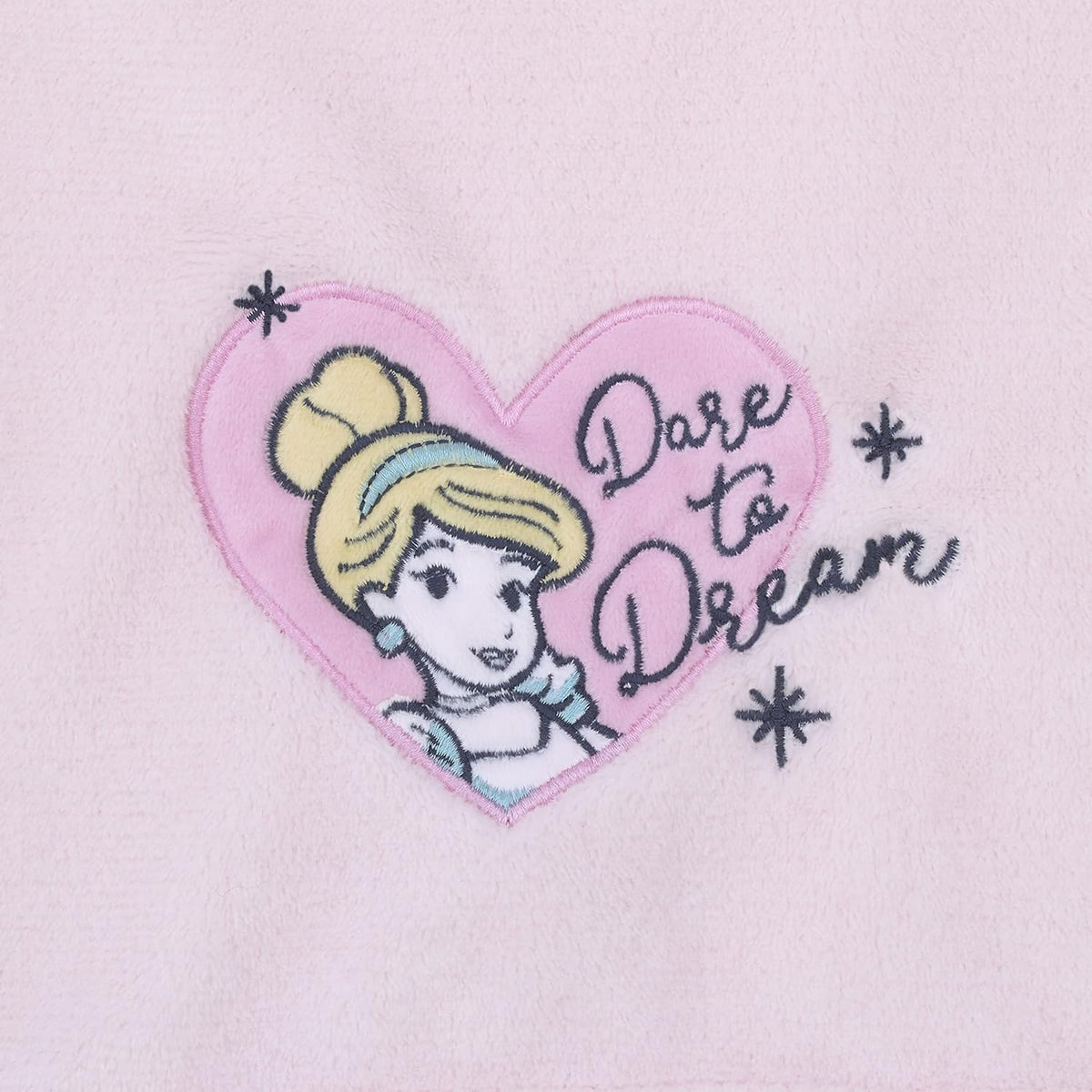 Disney Princess Cinderella Toddler Plush Blanket, 30x40 Dare to Dream Heart Embroidery, Light Pink