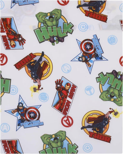 Marvel Avengers 4-Piece Toddler Bedding Set, Hulk, Iron Man, Captain America & Thor Comforter, Fitted Bottom Sheet, Flat Top Sheet & Pillowcase, Blue, Red and Green