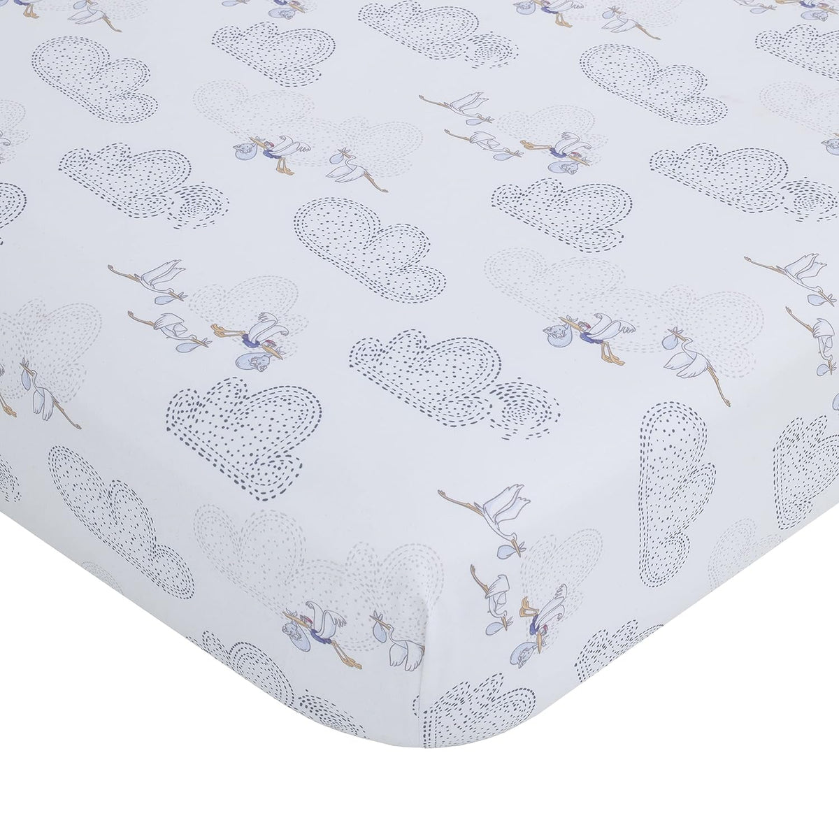 Disney Baby Dumbo Storybook Nursery 6-Piece Crib Bedding Set, Comforter, Fitted Sheets, Blanket, Changing Pad Cover & Wall Decal/Banner, Blue and White