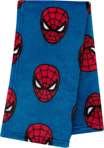 Marvel Spider-Man Plush Baby Blanket, 30x40 Allover Spider-Man Mask Fleece Blanket, Blue and Red
