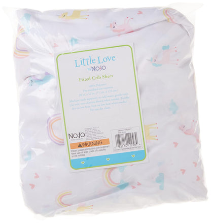 Little Love by NoJo Magical Unicorns Fitted Crib Sheet, Pastel Rainbows & Stars Microfiber Nursery Bedding, Soft Pink, Lavender & Mint