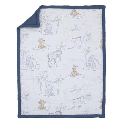 Disney Baby Dumbo Storybook Nursery 6-Piece Crib Bedding Set, Comforter, Fitted Sheets, Blanket, Changing Pad Cover & Wall Decal/Banner, Blue and White