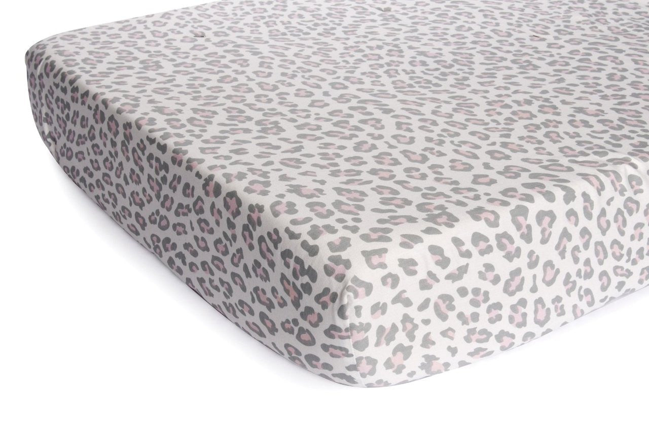 Carter's Printed Fitted Sheet, Grey Cheetah