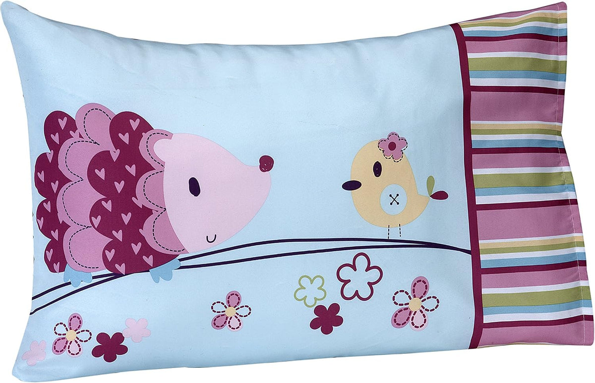 Everything Kids Hoot Hoot Owl 4-Piece Toddler Bedding Set, Comforter, Fitted Sheet, Flat Sheet & Pillowcase, Pink and White