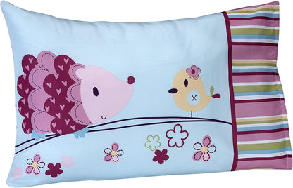 Everything Kids Hoot Hoot Owl 4-Piece Toddler Bedding Set, Comforter, Fitted Sheet, Flat Sheet & Pillowcase, Pink and White