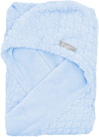 Everyday Kids Blue Plush Hooded Car Seat Blanket