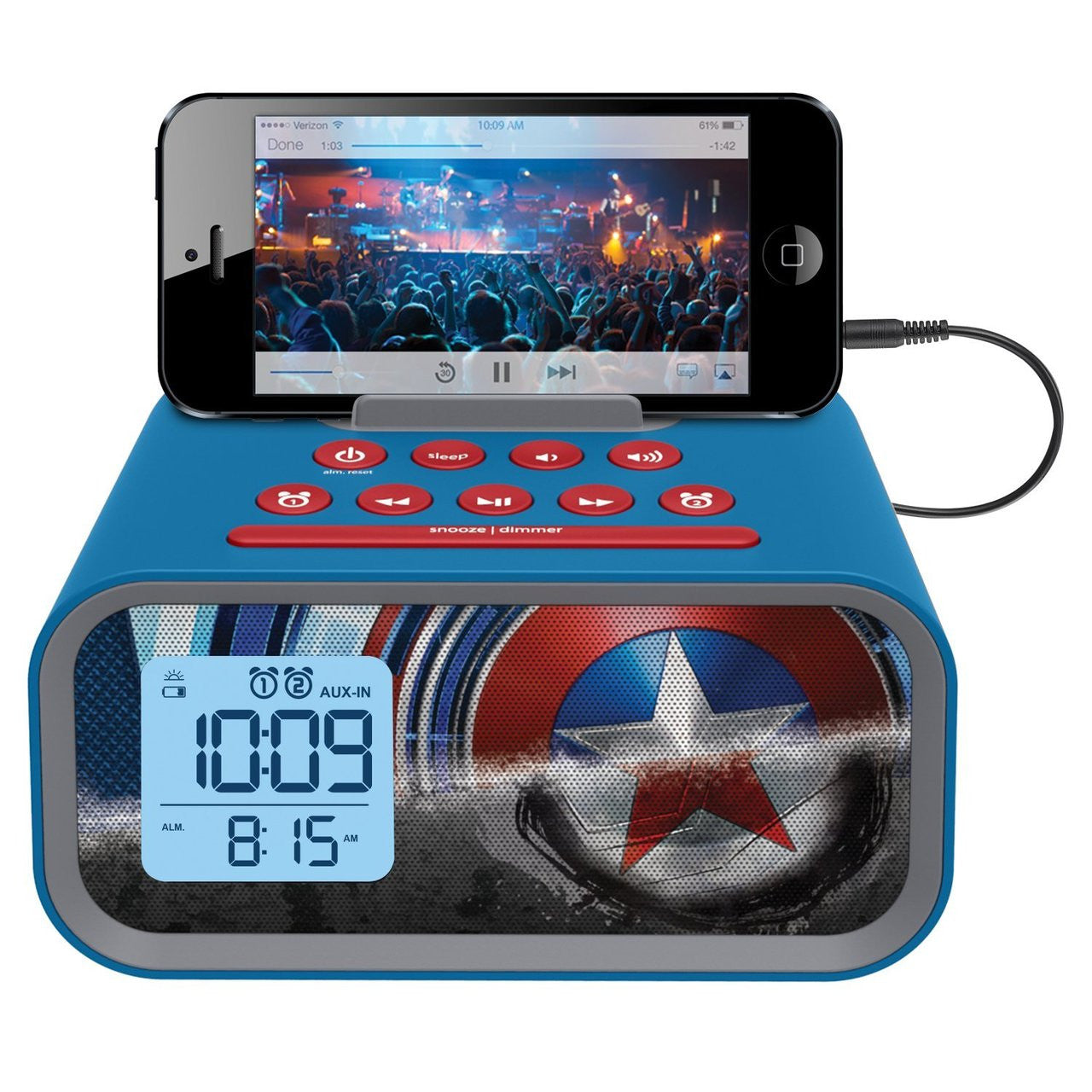 eKids Avengers Initiative Dual Alarm Clock Speaker System, by iHome