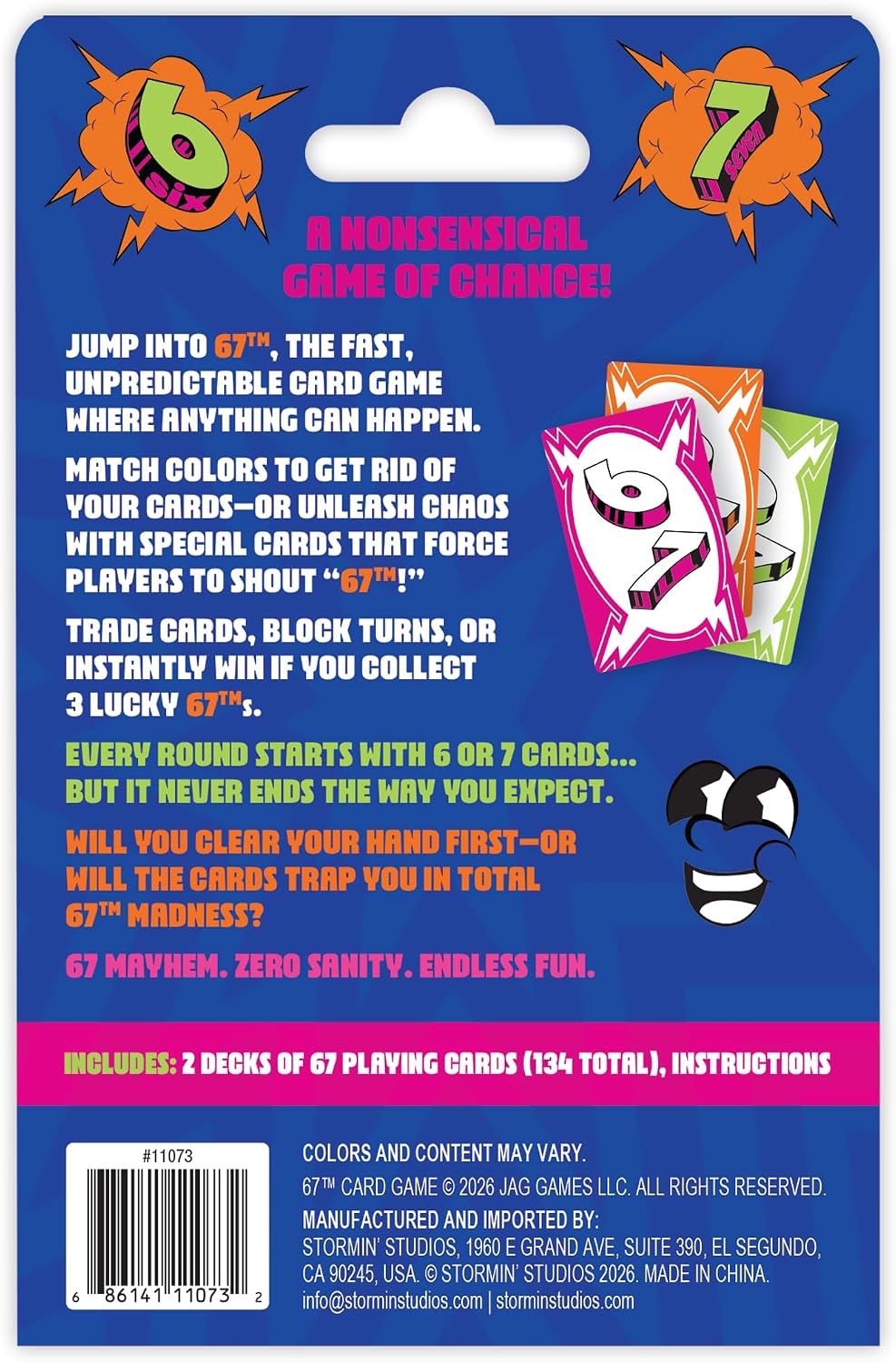 Stormin' Studios Six Seven Card Game, A Nonsensical Game of Chance for Kids and Family, 2 to 6 Players, Ages 7 and Up