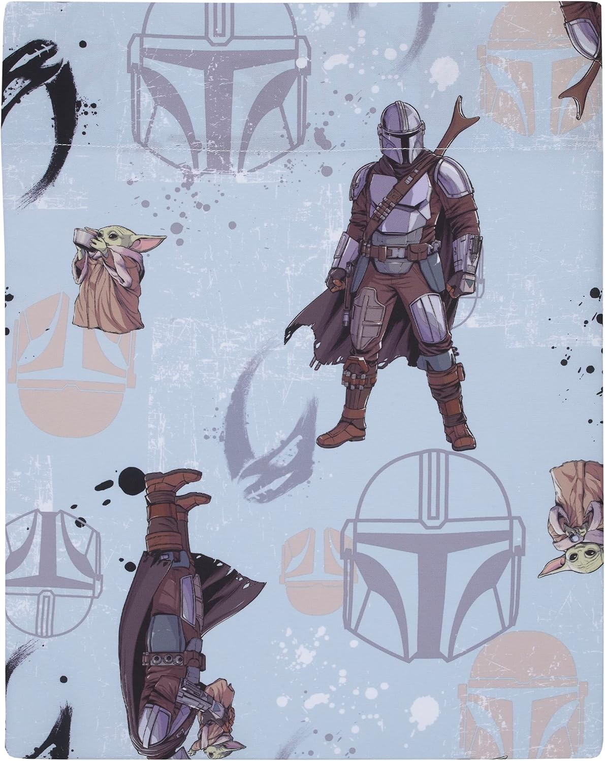 Star Wars The Mandalorian 4-Piece Toddler Bedding Set, Grogu "Stronger Than You Think" Comforter, Sheets & Pillowcase, Dusty Rose and Blue