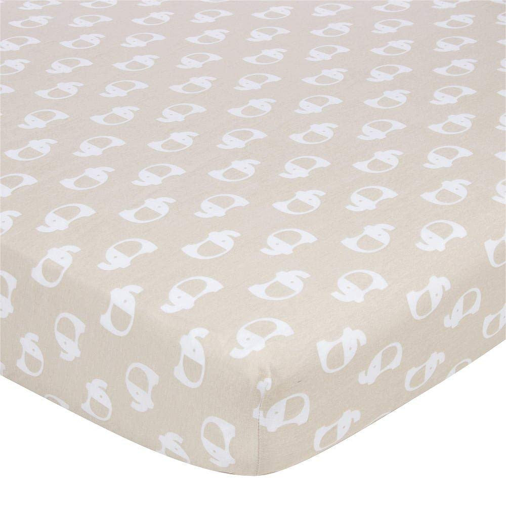 Gerber Jersey Knit Cotton Printed Crib Sheet - Mocha Elephant