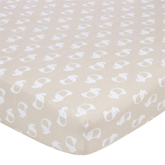 Gerber Jersey Knit Cotton Printed Crib Sheet - Mocha Elephant