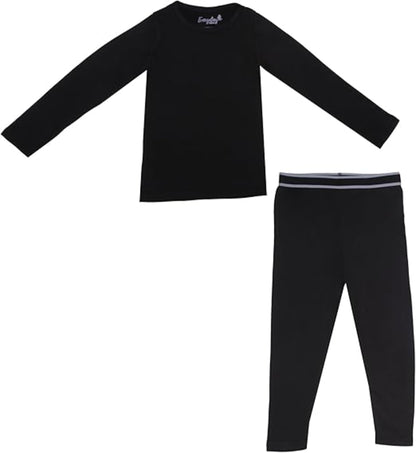 EVERYDAY KIDS Girls Black Thermal Top and Bottom Underwear Set