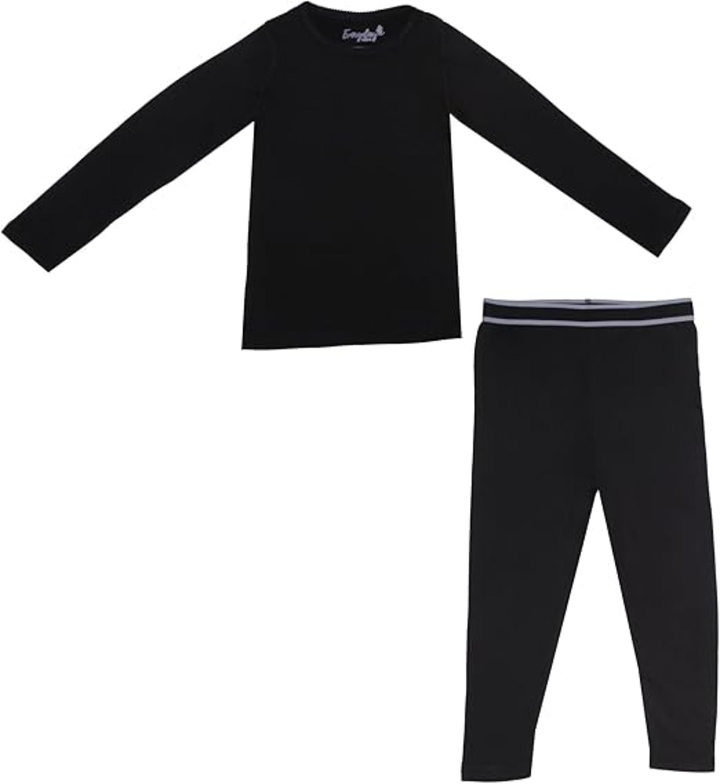 EVERYDAY KIDS Girls Black Thermal Top and Bottom Underwear Set