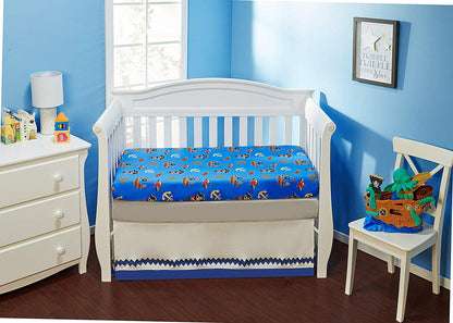 EVERYDAY KIDS 2 Pack Fitted Boys Crib Sheet - Pirates/Grey