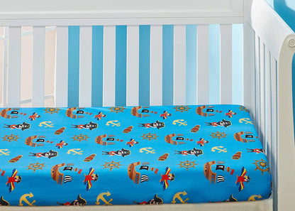 EVERYDAY KIDS 2 Pack Fitted Boys Crib Sheet - Pirates/Grey