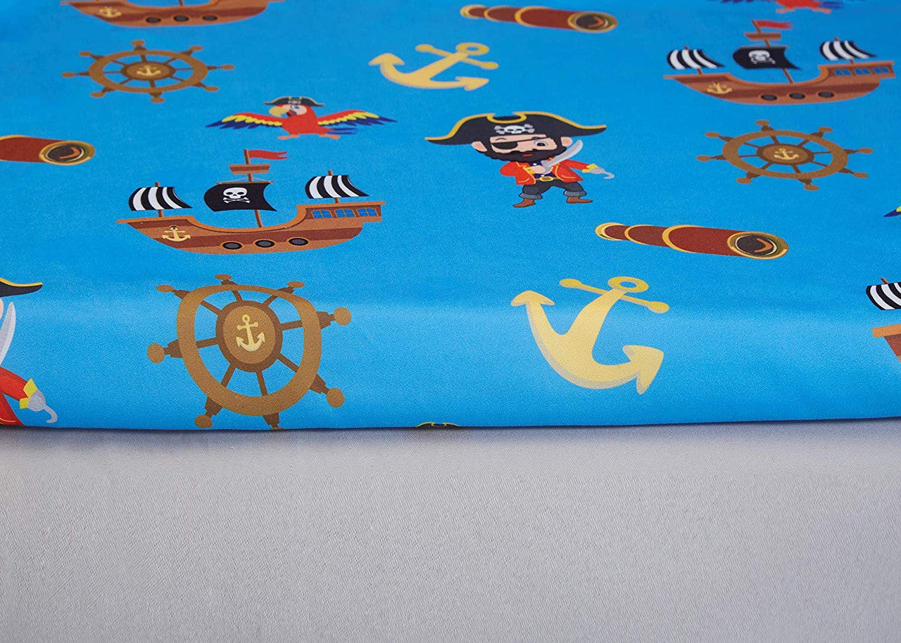 EVERYDAY KIDS 2 Pack Fitted Boys Crib Sheet - Pirates/Grey