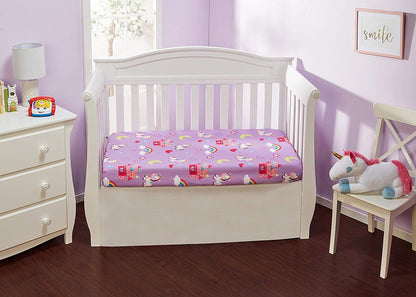 EVERYDAY KIDS 2 Pack Fitted Girls Crib Sheet - Unicorn/Hot Pink
