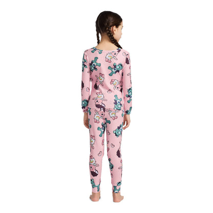 Care Bears Toddler Girls Pink Long Sleeve Pajama Set with Frankenstein and Bride Bear Print Top and Jogger Pants