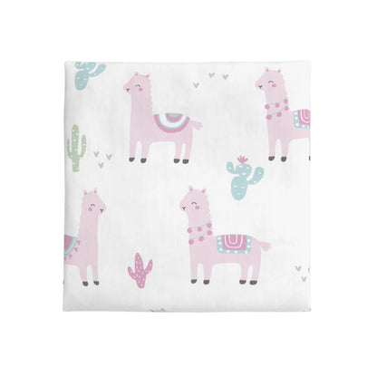 NoJo Llama & Cactus Fitted Crib Sheet, Soft Nursery Mattress Sheet, Pink and White