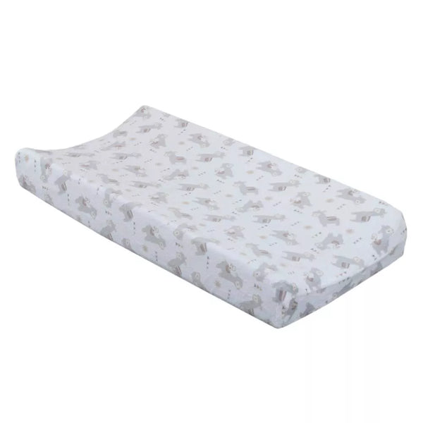 NoJo Sweet Llama Baby Changing Pad Cover, Fitted Nursery Cover, Grey and White