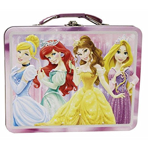 Disney Princess - Metal Lunch Box - Tin Case w/ Plastic Handle & Clasp-Purple