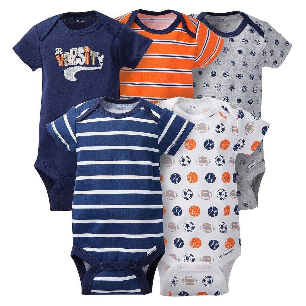 Gerber Baby Boys' 5pk Sports Bodysuits (Onesies) - Varsity Jr (3-6 Months)
