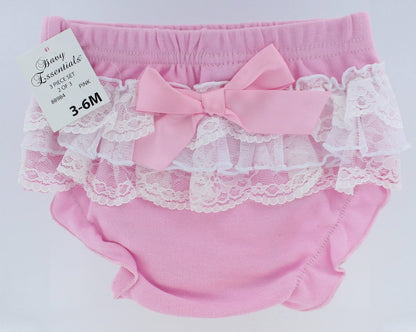 Pink & White Lace Diaper Cover Set - Baby Girl (3-6 mos.)
