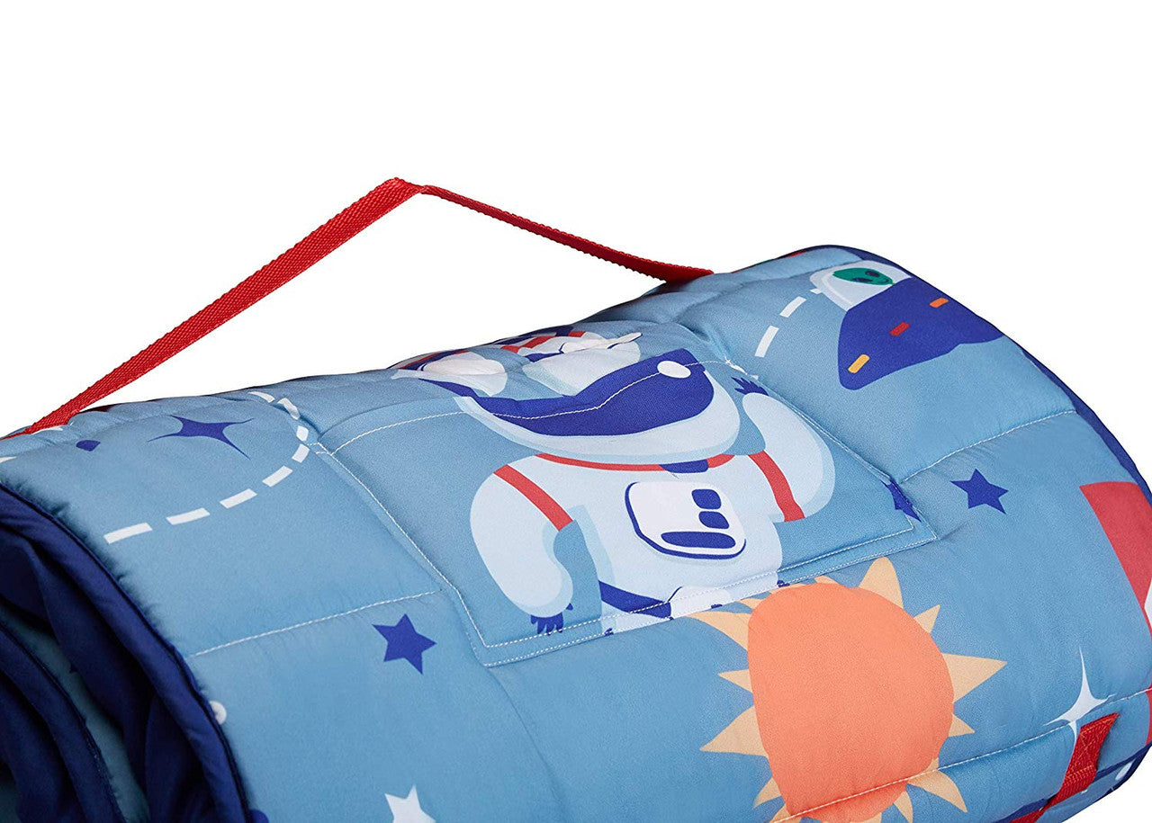 EVERYDAY KIDS Toddler Nap Mat w/Removable Pillow -Outer Space Adventures