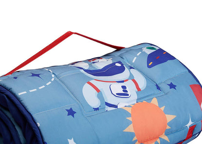 EVERYDAY KIDS Toddler Nap Mat w/Removable Pillow -Outer Space Adventures
