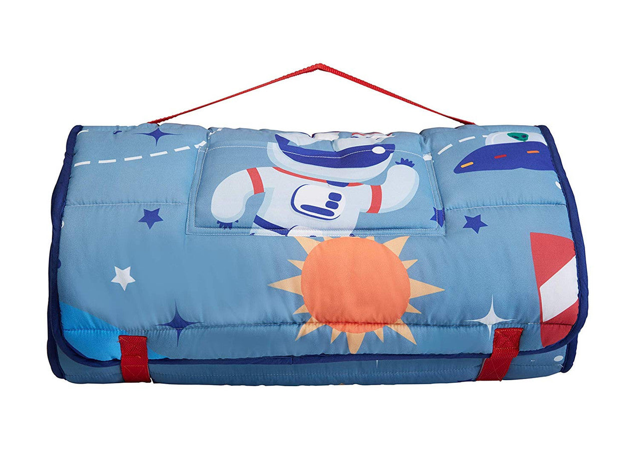 EVERYDAY KIDS Toddler Nap Mat w/Removable Pillow -Outer Space Adventures