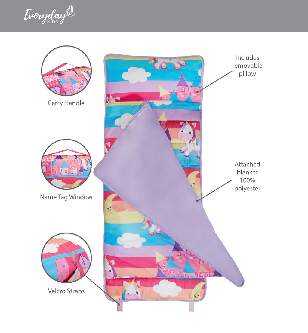 EVERYDAY KIDS Nap Mat with Removable Pillow - Unicorn Dreams