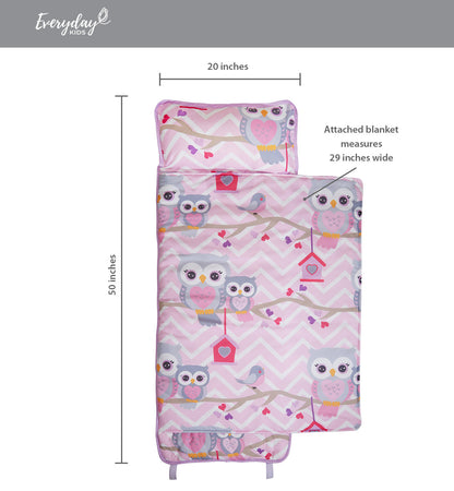 Everyday Kids Nap Mat with Removable Pillow - Sweet Owls