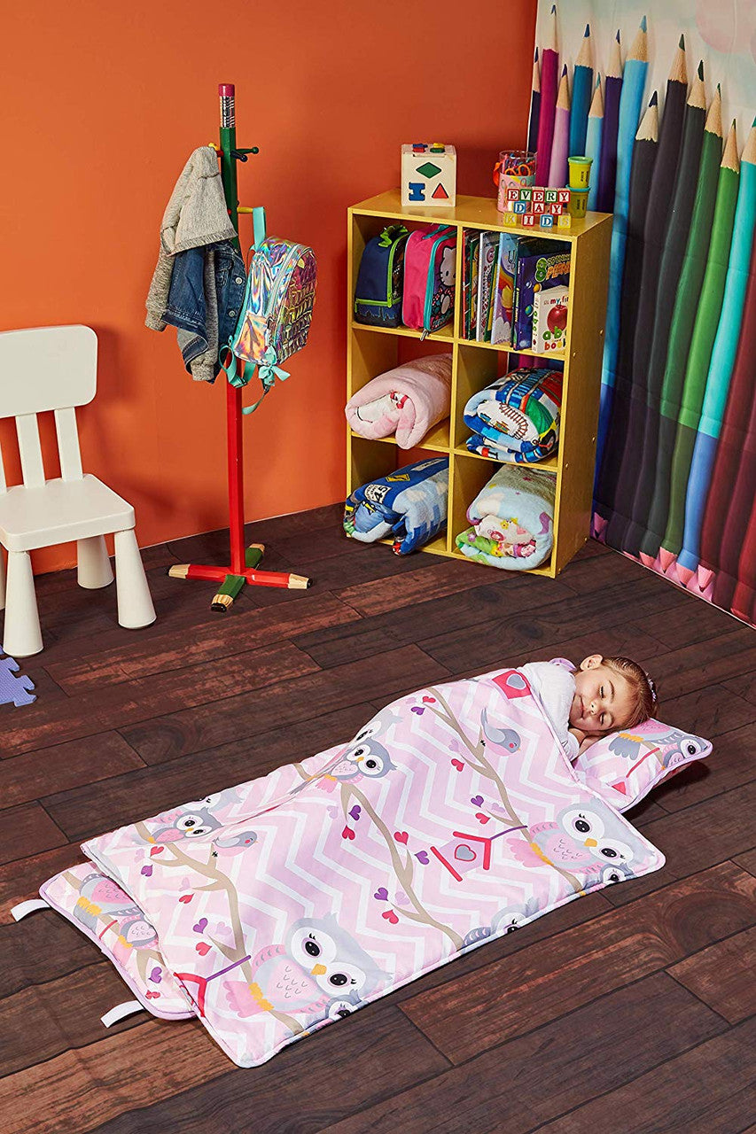 Everyday Kids Nap Mat with Removable Pillow - Sweet Owls
