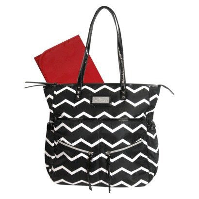 Baby Essentials Striped Diaper Bag Tote - Black and White