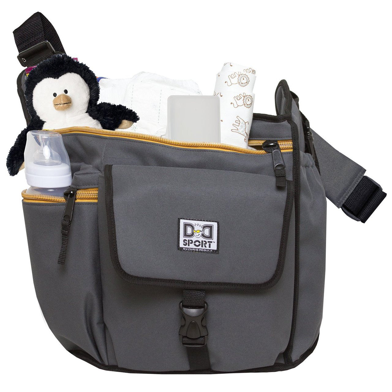 Diaper Dude Sport Bag by Chris Pegula - Grey Sling Messenger Diaper Bag
