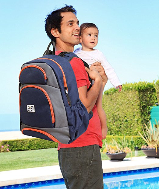 Diaper Dude Sport Backpack Diaper Bag by Chris Pegula - Navy/Grey Colorblock