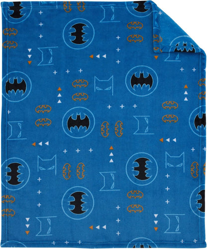 DC Comics Batman Plush Baby Blanket, Super Soft 30x36 Toddler & Stroller Blanket, Royal Blue, Black and Yellow