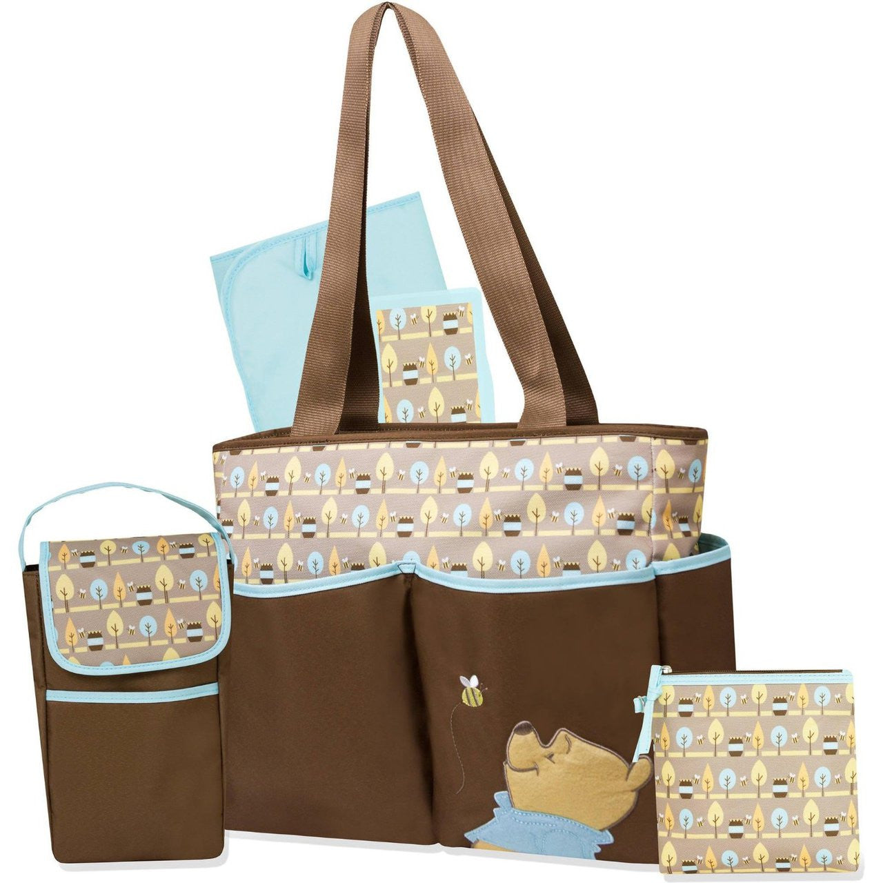 Disney Winnie the Pooh Brown Leaf 5-in-1 Diaper Bag