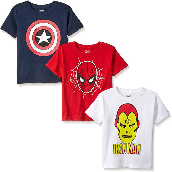 Marvel Boys Captain American, Iron Man and Spiderman T-Shirt 3 Pack, Size 3T