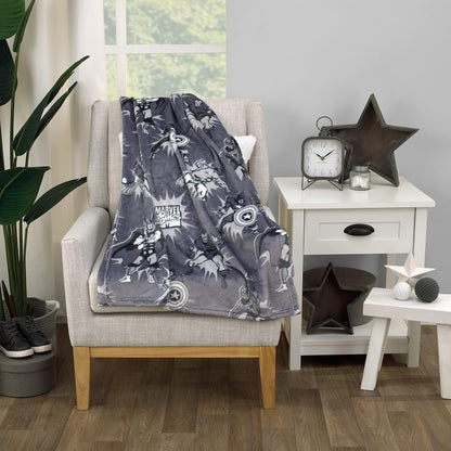 Marvel Comics Super Soft Plush Baby Blanket, 30x40 Retro Avengers Fleece Stroller & Crib Blanket, Iron Man & Spider-Man, Heather Grey