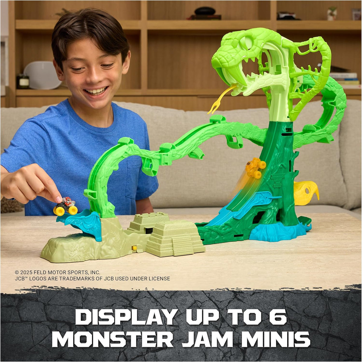 Monster Jam Mini Jams Cobra's Crazy Escape Motorized Playset with Exclusive Mini Trucks, Cobra Track Set for Kids Ages 3 and Up