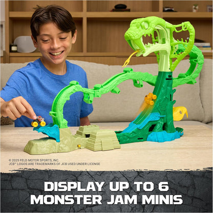 Monster Jam Mini Jams Cobra's Crazy Escape Motorized Playset with Exclusive Mini Trucks, Cobra Track Set for Kids Ages 3 and Up