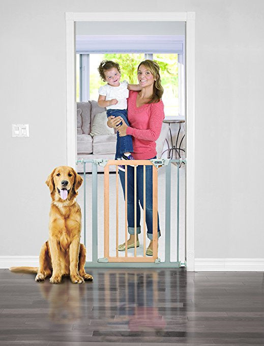 Baby Trend Tall Pressure Fit Wood and Metal Gate, Natural
