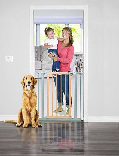 Baby Trend Tall Pressure Fit Wood and Metal Gate, Natural