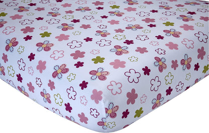 Everything Kids Hoot Hoot Owl 4-Piece Toddler Bedding Set, Comforter, Fitted Sheet, Flat Sheet & Pillowcase, Pink and White