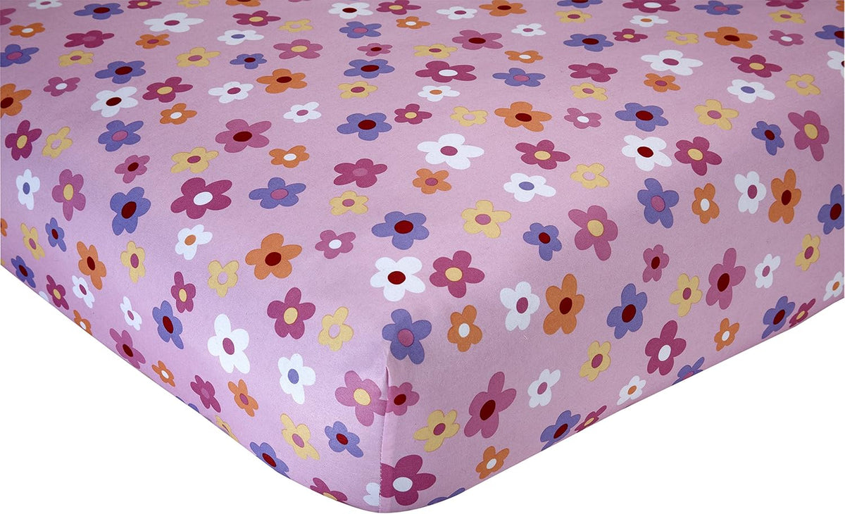 Everything Kids Princess Frog 4-Piece Toddler Bedding Set, Comforter, Fitted Sheet, Flat Sheet & Pillowcase, Pink and Green